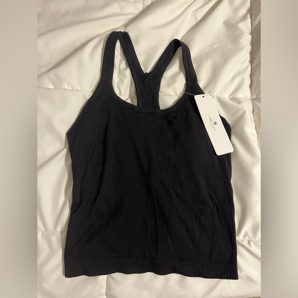 New CRZ YOGA Black Racerback Tank Top